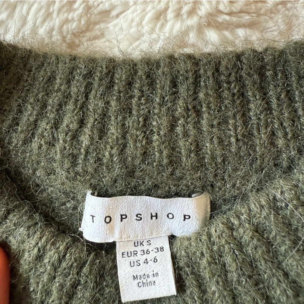 Topshop Olive Green Ribbed Knit Sweater - Picture 2 of 3